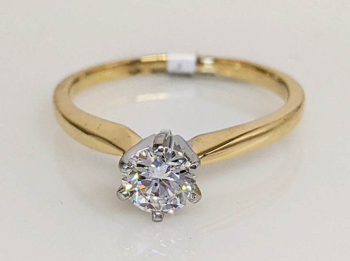 18K .46 CARAT TOTAL SI2 F DIAMOND ROUND SOLITAIRE ESTATE RING 3.0 GRAMS