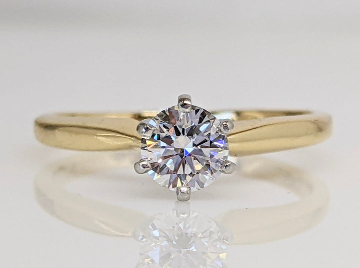 18K .46 CARAT TOTAL SI2 F DIAMOND ROUND SOLITAIRE ESTATE RING 3.0 GRAMS