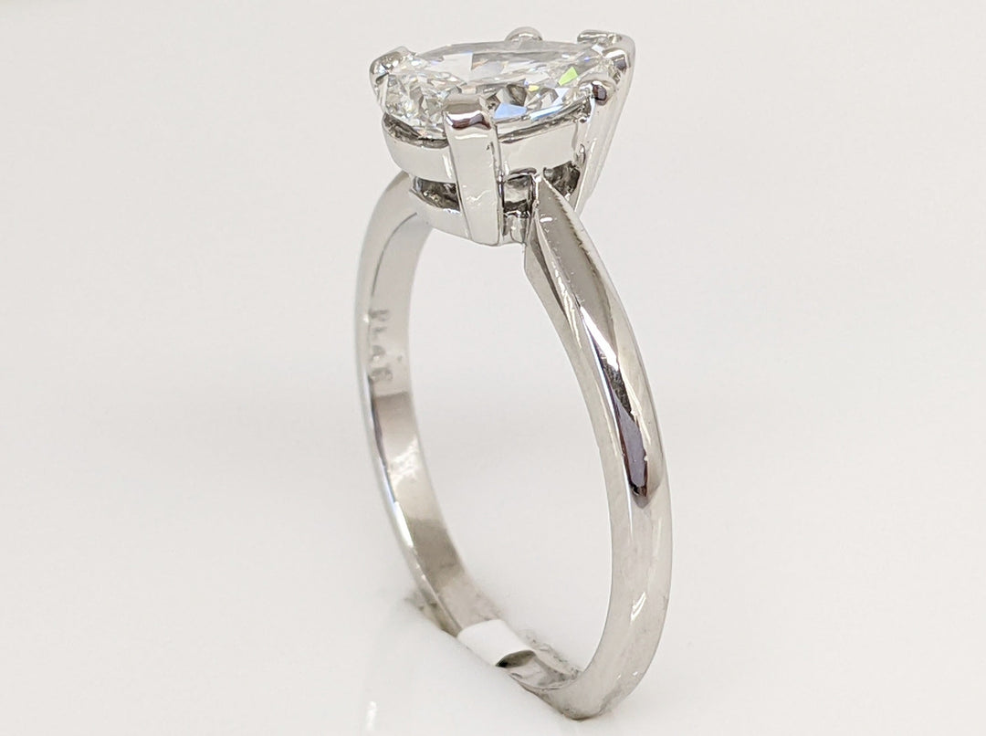 PLATINUM 1.22 CARAT TOTAL VS1 D DIAMOND PEAR ESTATE SOLITAIRE RING 4.5 GRAMS