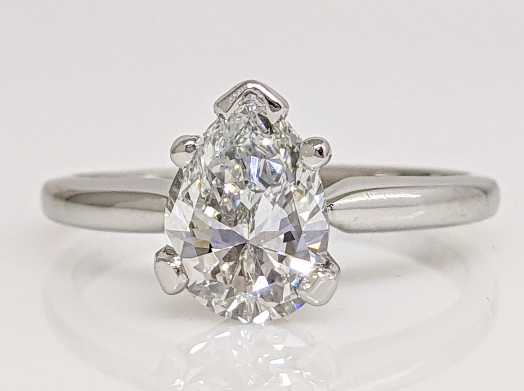 PLATINUM 1.22 CARAT TOTAL VS1 D DIAMOND PEAR ESTATE SOLITAIRE RING 4.5 GRAMS