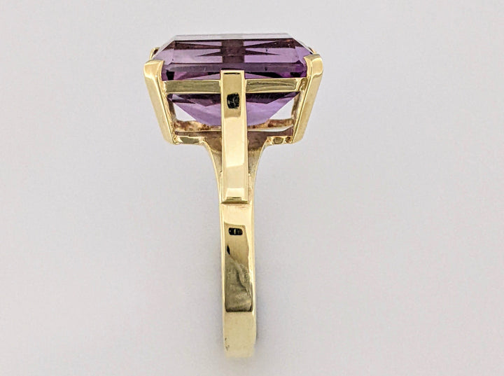 14K AMETHYST EMERALD CUT 10.5X14.5 ESTATE RING 4.9 GRAMS