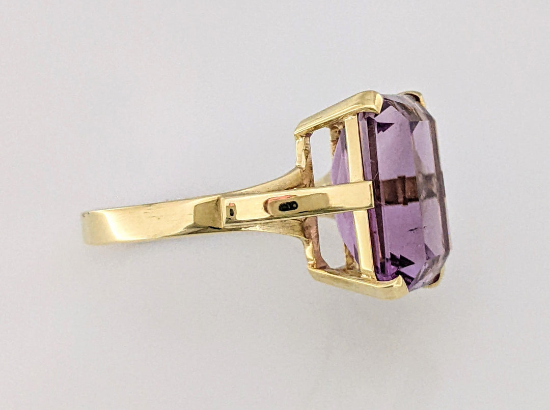 14K AMETHYST EMERALD CUT 10.5X14.5 ESTATE RING 4.9 GRAMS