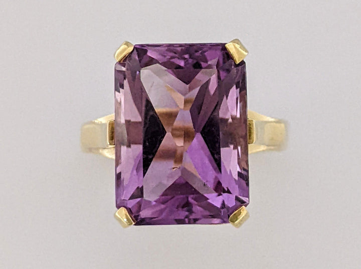 14K AMETHYST EMERALD CUT 10.5X14.5 ESTATE RING 4.9 GRAMS