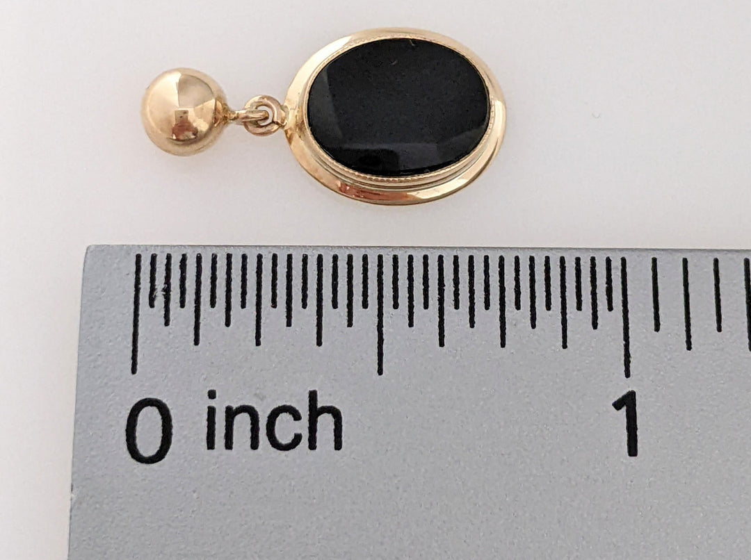 10K ONYX OVAL 8X10 DANGLE ESTATE EARRINGS 2.1 GRAMS