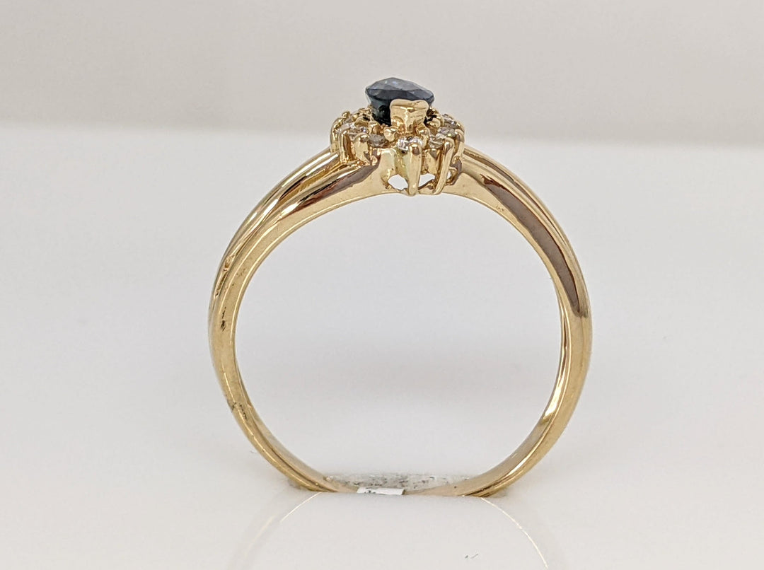 14K SAPPHIRE MARQUISE 3.5X6.5 WITH .18DTW ESTATE RING 2.7 GRAMS