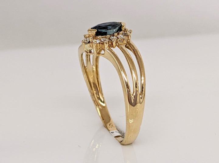 14K SAPPHIRE MARQUISE 3.5X6.5 WITH .18DTW ESTATE RING 2.7 GRAMS