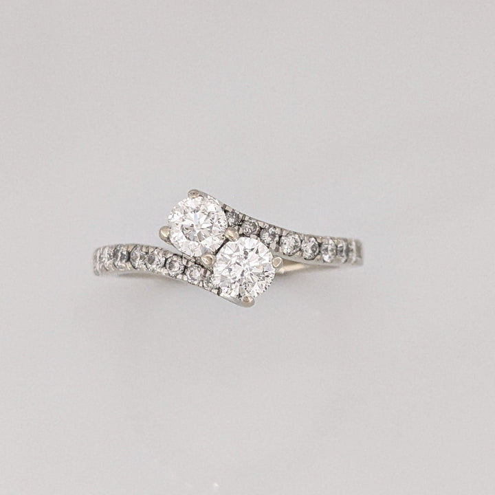 14K WHITE .97 CARAT TOTAL WEIGHT I1 I DIAMOND ROUND (20) BYPASS "EVER US" ESTATE RING 3.5 GRAMS