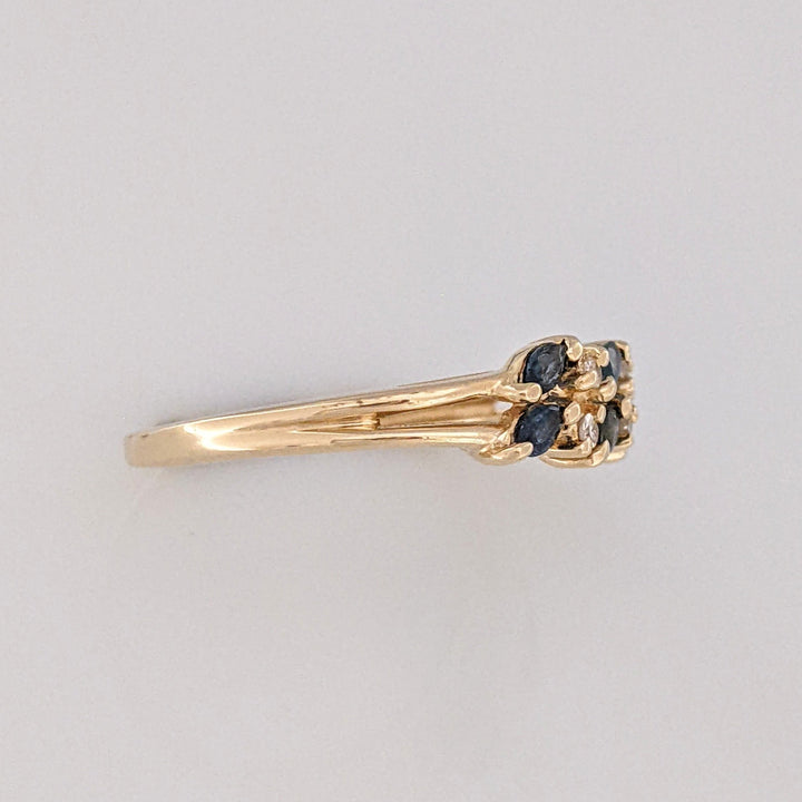 14K SAPPHIRE MARQUISE 2X4 WITH (4) MELEE ESTATE RING 2.2 GRAMS