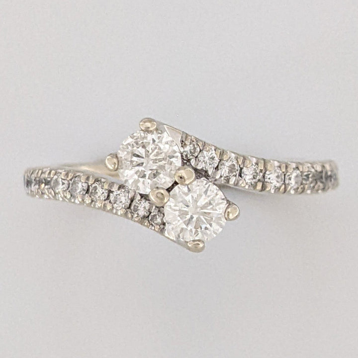 14K WHITE .53 CARAT TOTAL WEIGHT I1 I DIAMOND ROUND (22) BYPASS "EVER US" ESTATE DIAMOND RING 3.1 GRAMS