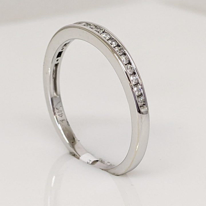 14K WHITE .18 CARAT TOTAL WEIGHT I2 G DIAMOND ROUND (18) ESTATE CHANNEL SET BAND 2.4 GRAMS