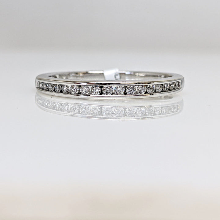 14K WHITE .18 CARAT TOTAL WEIGHT I2 G DIAMOND ROUND (18) ESTATE CHANNEL SET BAND 2.4 GRAMS