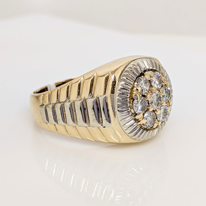 14K 1.18CTW I1 I DIAMOND ROUND (7) ESTATE RING 20.5 GRAMS