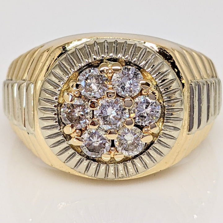 14K 1.18CTW I1 I DIAMOND ROUND (7) ESTATE RING 20.5 GRAMS