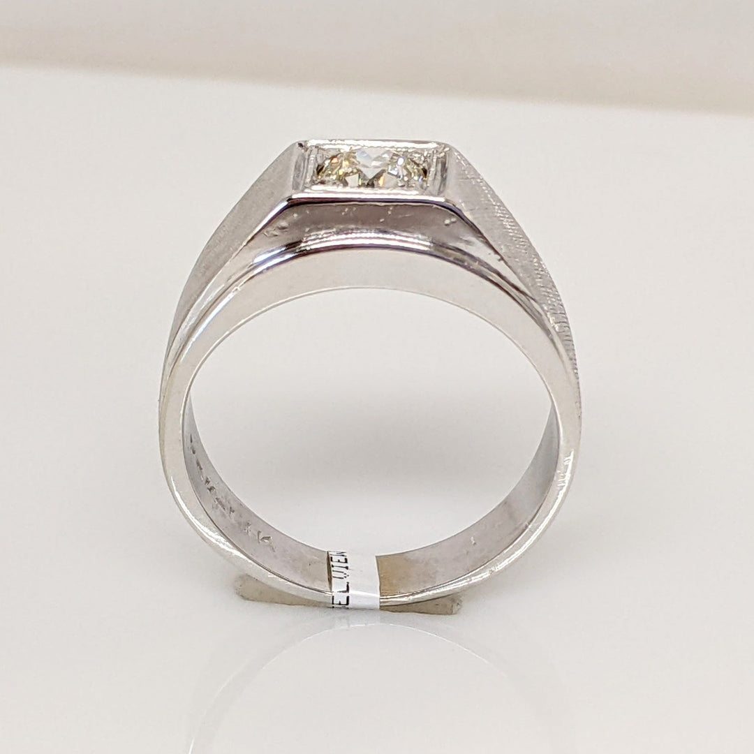 14K WHITE .50CT VS K DIAMOND ROUND SQUARE TOP ESTATE RING 6.8 GRAMS