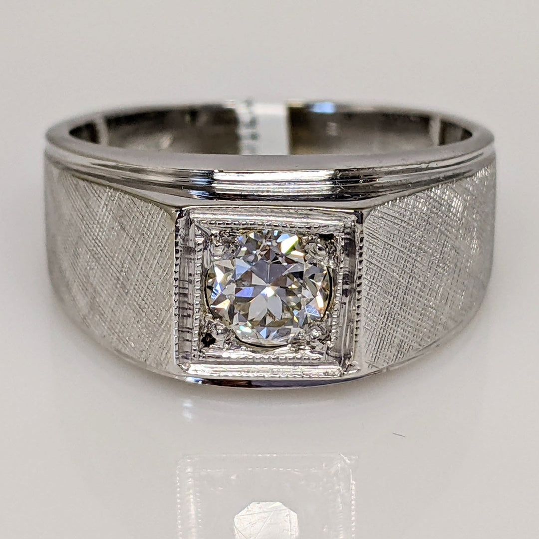 14K WHITE .50CT VS K DIAMOND ROUND SQUARE TOP ESTATE RING 6.8 GRAMS