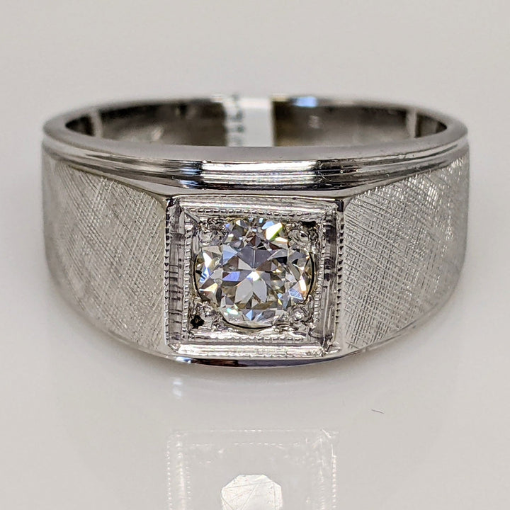 14K WHITE .50CT VS K DIAMOND ROUND SQUARE TOP ESTATE RING 6.8 GRAMS