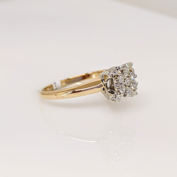 14K .14CTW VS2 I DIAMOND ROUND (7) ESTATE RING 2.7 GRAMS