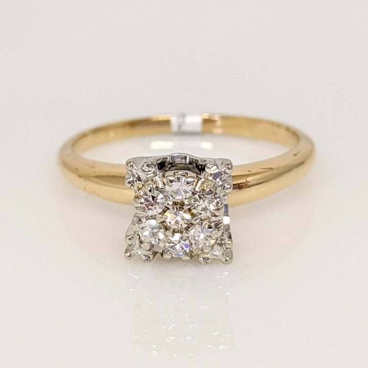 14K .14CTW VS2 I DIAMOND ROUND (7) ESTATE RING 2.7 GRAMS