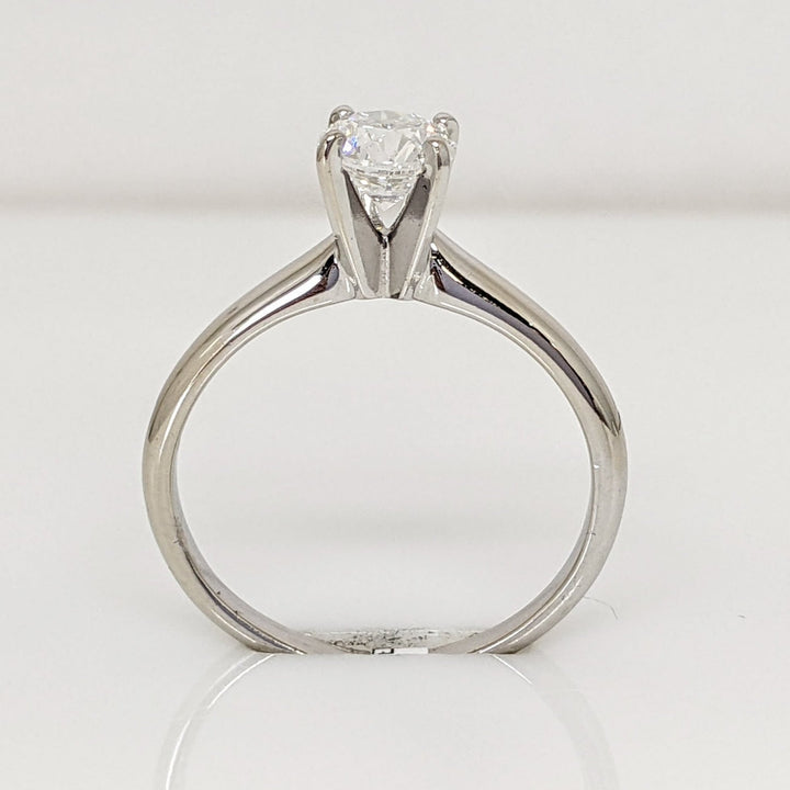 14K WHITE .66CT I1 G DIAMOND ROUND ESTATE SOLITAIRE RING 2.3 GRAMS