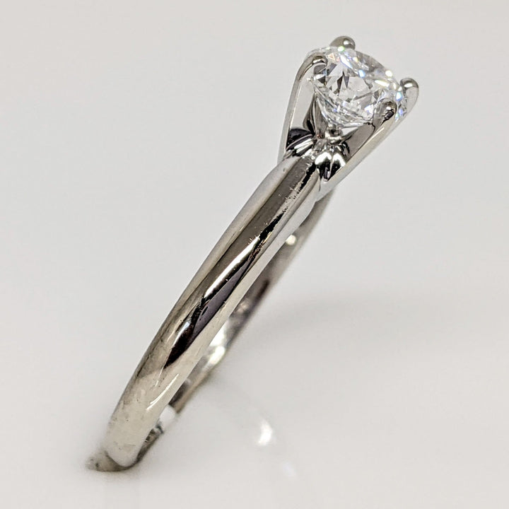 14K WHITE .66CT I1 G DIAMOND ROUND ESTATE SOLITAIRE RING 2.3 GRAMS