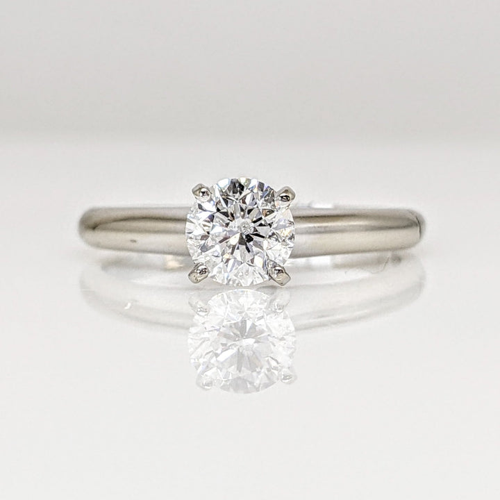 14K WHITE .66CT I1 G DIAMOND ROUND ESTATE SOLITAIRE RING 2.3 GRAMS