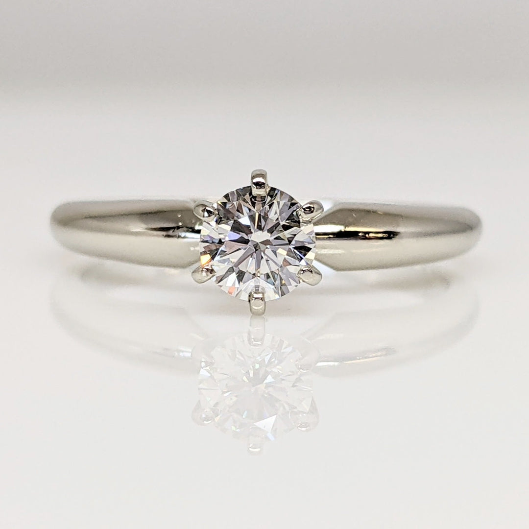 14K WHITE .45 CARAT TOTAL VS K DIAMOND ROUND ESTATE SOLITAIRE RING 2.9 GRAMS