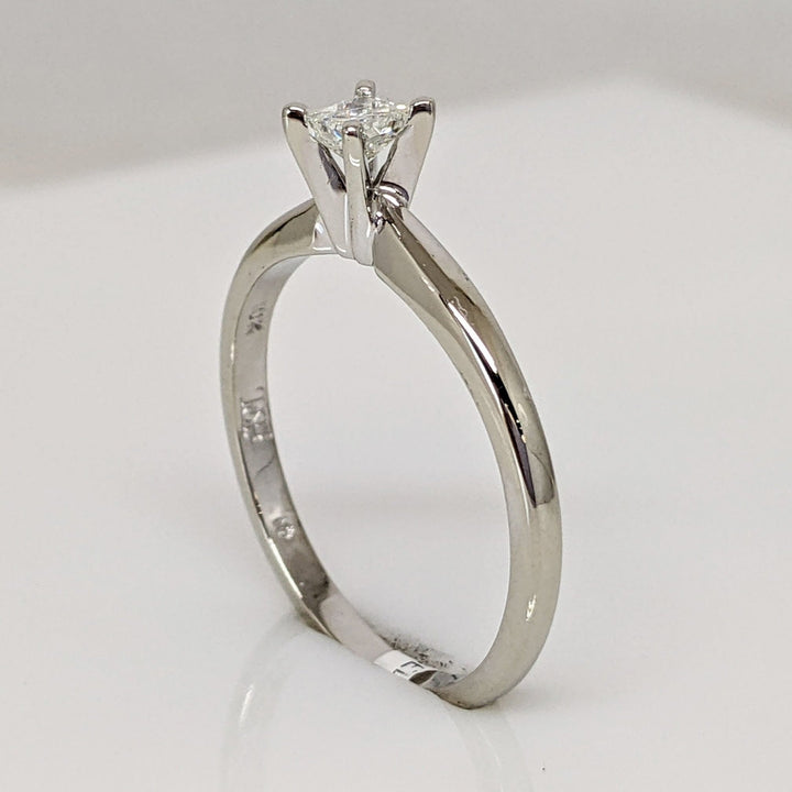 10K WHITE .20 CARAT TOTAL SI2 I DIAMOND PRINCESS CUT ESTATE SOLITAIRE RING 1.9 GRAMS