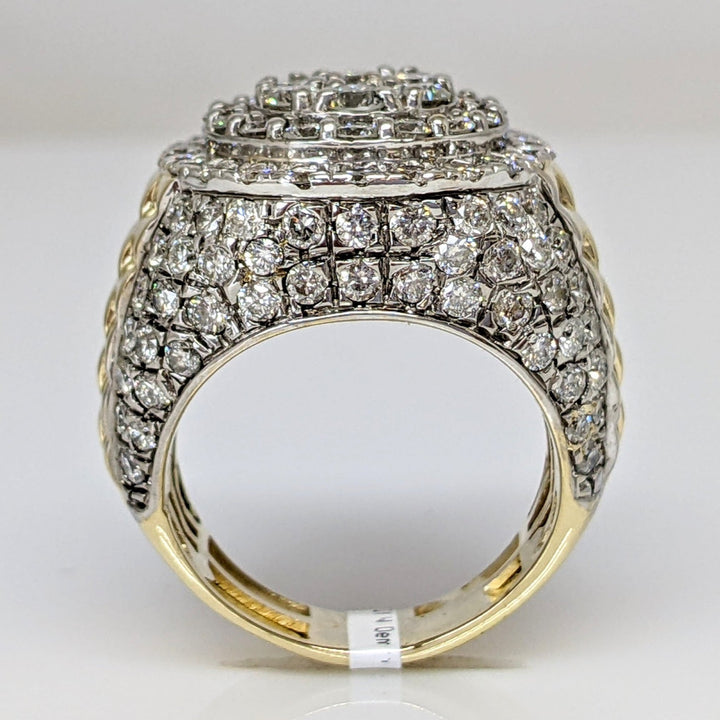 10K 2-TONE 4.72CTW I1 I DIAMOND ROUND (153) ESTATE CLUSTER RING 16.2 GRAMS