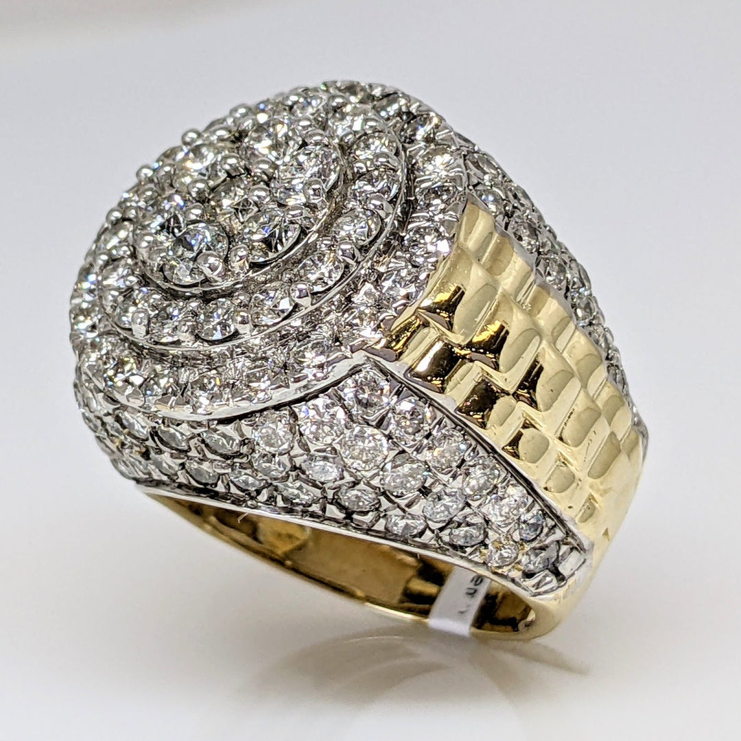 10K 2-TONE 4.72CTW I1 I DIAMOND ROUND (153) ESTATE CLUSTER RING 16.2 GRAMS