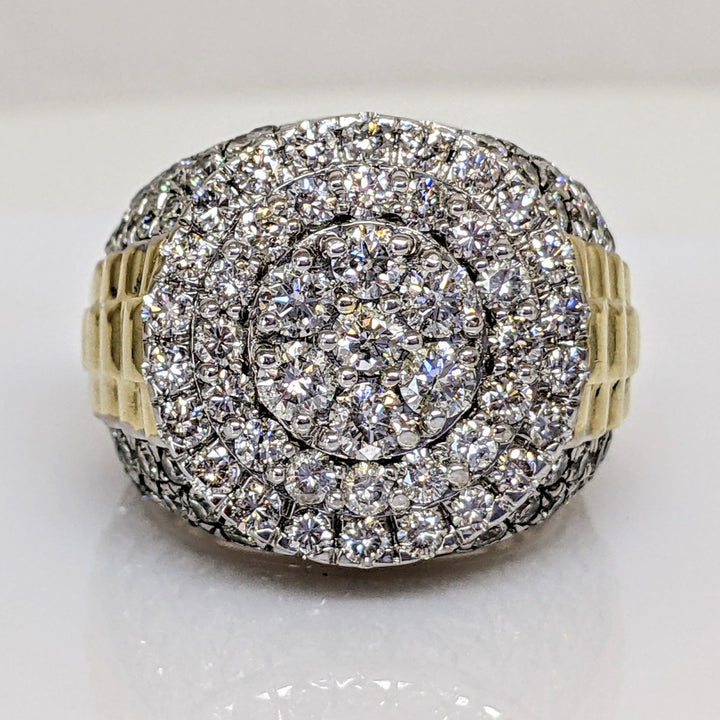 10K 2-TONE 4.72CTW I1 I DIAMOND ROUND (153) ESTATE CLUSTER RING 16.2 GRAMS