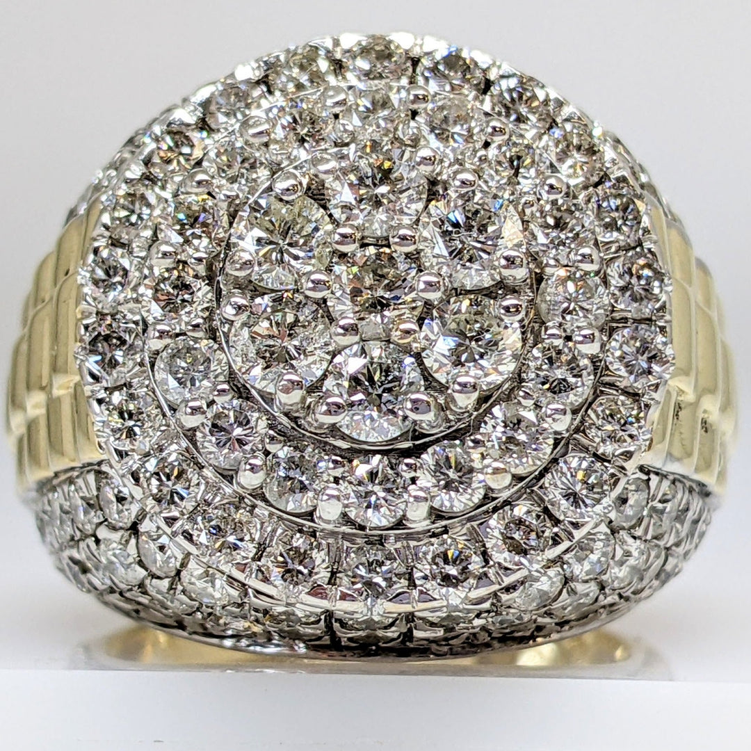 10K 2-TONE 4.72CTW I1 I DIAMOND ROUND (153) ESTATE CLUSTER RING 16.2 GRAMS