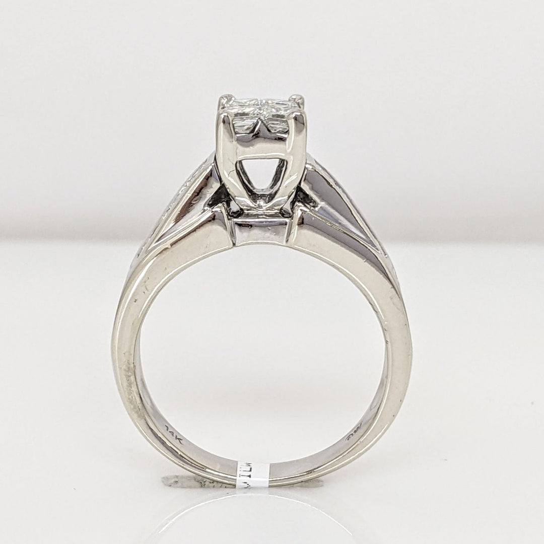 14K WHITE .72 CARAT TOTAL WEIGHT VS2 J DIAMOND PRINCESS CUT (12) ESTATE RING 7.1 GRAMS