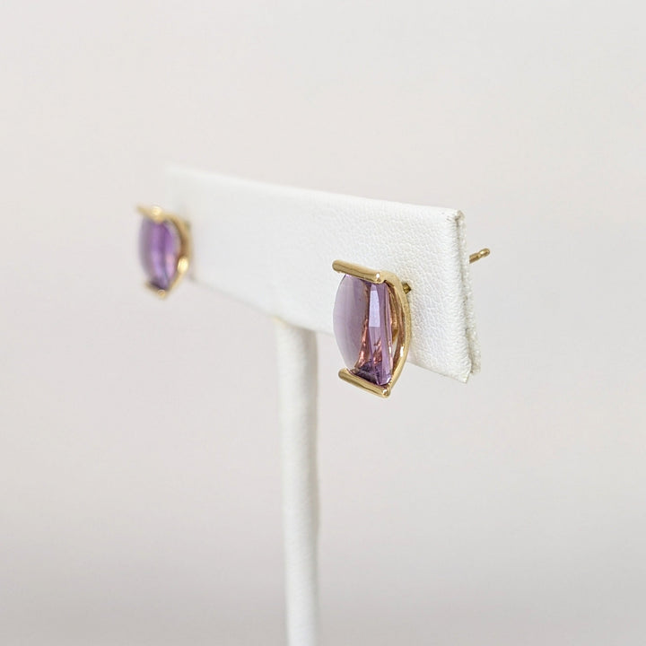 14K AMETHYST 7X9 BAR SET ESTATE EARRINGS 1.7 GRAMS