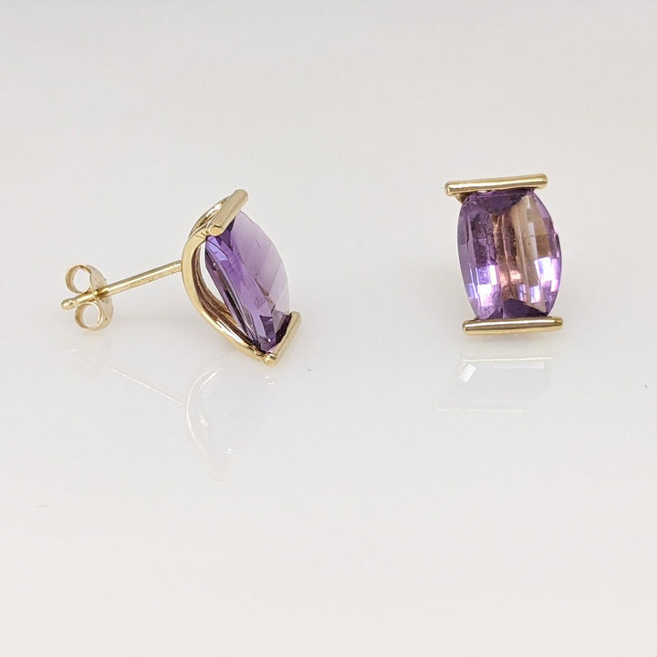 14K AMETHYST 7X9 BAR SET ESTATE EARRINGS 1.7 GRAMS