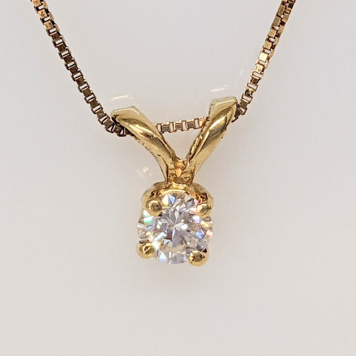 14K .20 CARAT TOTAL SI2 I DIAMOND ROUND ESTATE PENDANT & CHAIN 1.6 GRAMS