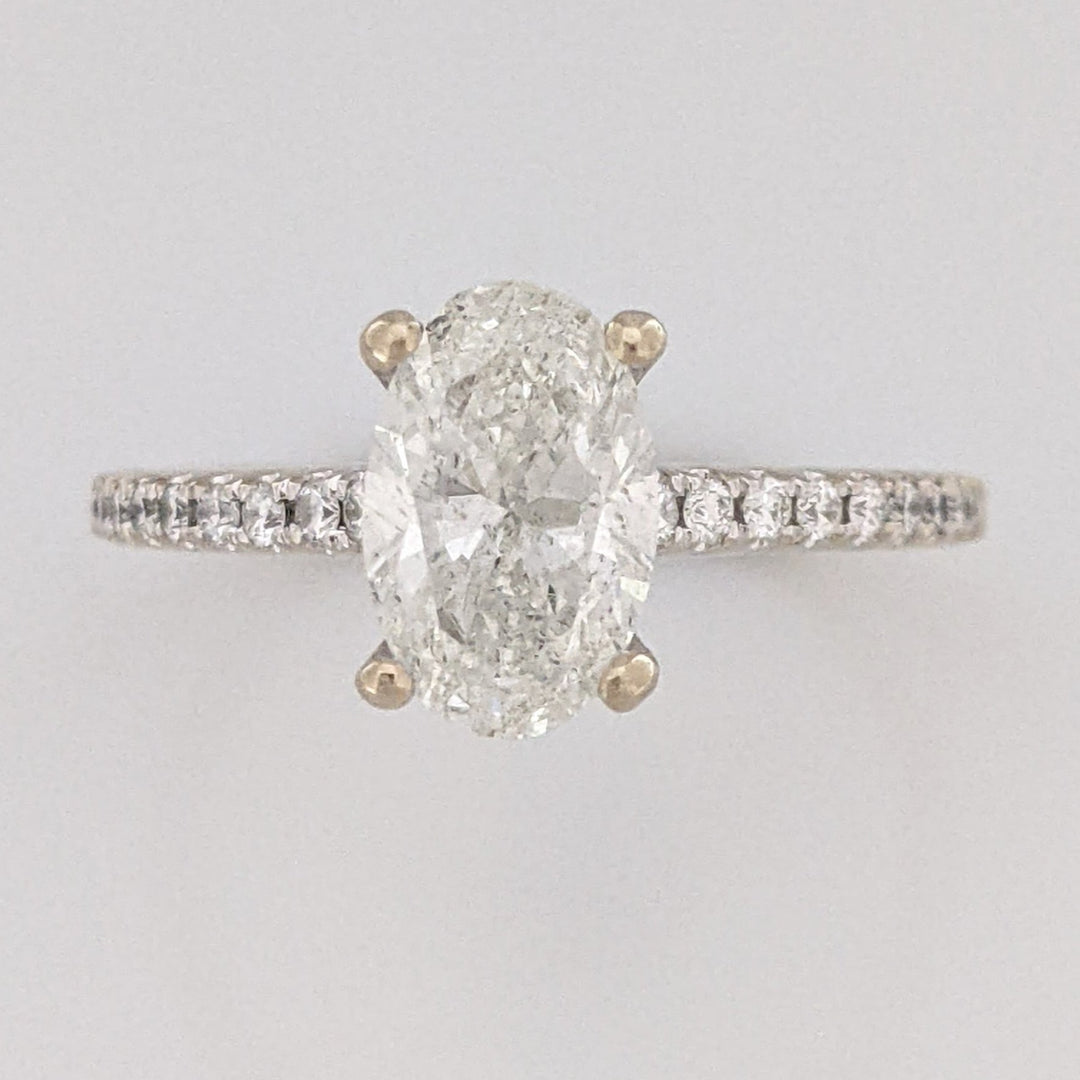 18K WHITE 1.90 CARAT TOTAL WEIGHT I1 I DIAMOND OVAL (1) ROUND (18) ESTATE RING 3.5 GRAMS