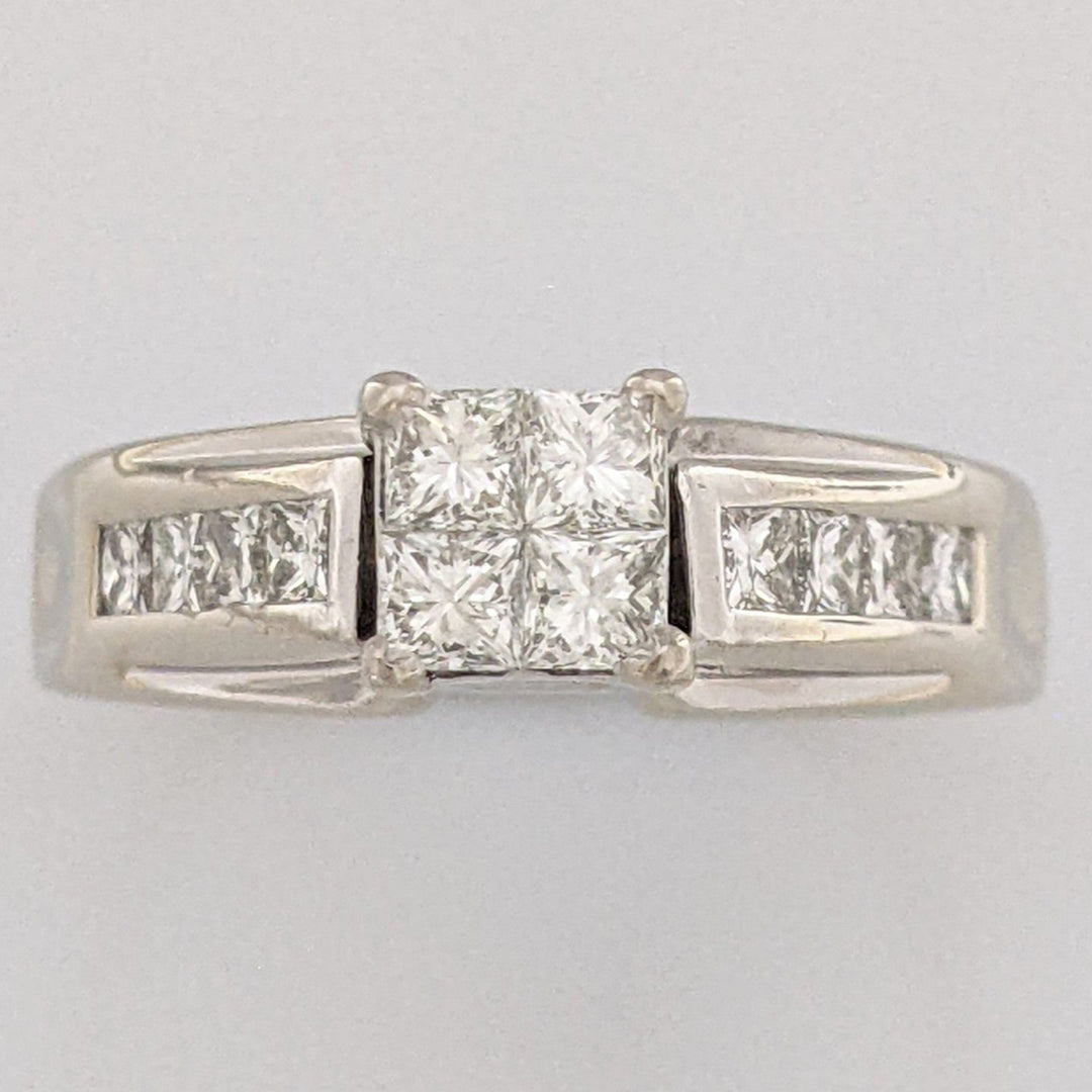 14K WHITE .72 CARAT TOTAL WEIGHT VS2 J DIAMOND PRINCESS CUT (12) ESTATE RING 7.1 GRAMS