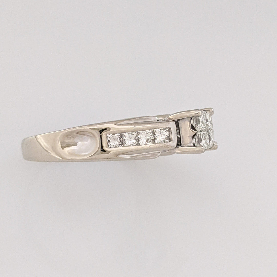 14K WHITE .72 CARAT TOTAL WEIGHT VS2 J DIAMOND PRINCESS CUT (12) ESTATE RING 7.1 GRAMS