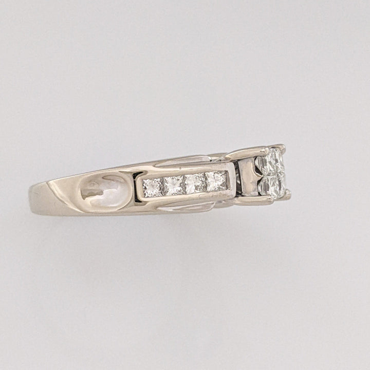 14K WHITE .72 CARAT TOTAL WEIGHT VS2 J DIAMOND PRINCESS CUT (12) ESTATE RING 7.1 GRAMS