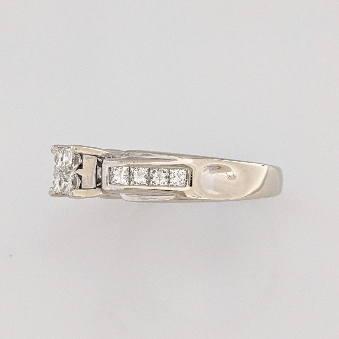 14K WHITE .72 CARAT TOTAL WEIGHT VS2 J DIAMOND PRINCESS CUT (12) ESTATE RING 7.1 GRAMS