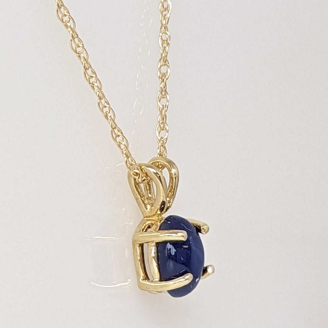 14K STAR SAPPHIRE OVAL 4X6 ESTATE PENDANT & CHAIN 1.1 GRAMS