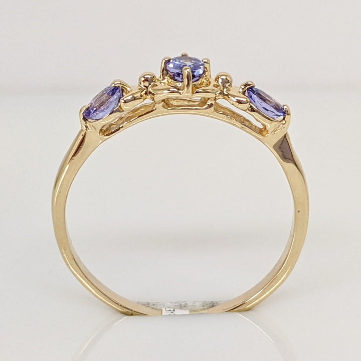 14K TANZANITE OVAL (3) 3X4 ESTATE RING 2.3 GRAMS