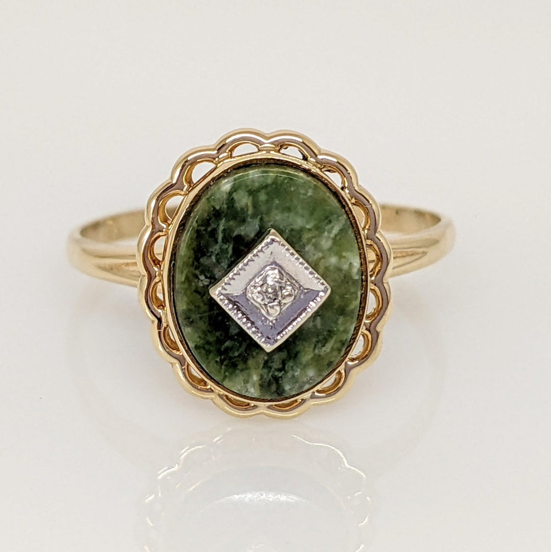 10K CRYSTAL DIOPSIDE OVAL 8X10 WITH DIAMONDS AND TRIM ESTATE RING 1.8 GRAMS