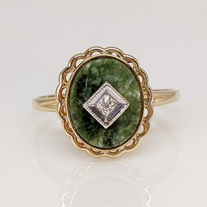 10K CRYSTAL DIOPSIDE OVAL 8X10 WITH DIAMONDS AND TRIM ESTATE RING 1.8 GRAMS