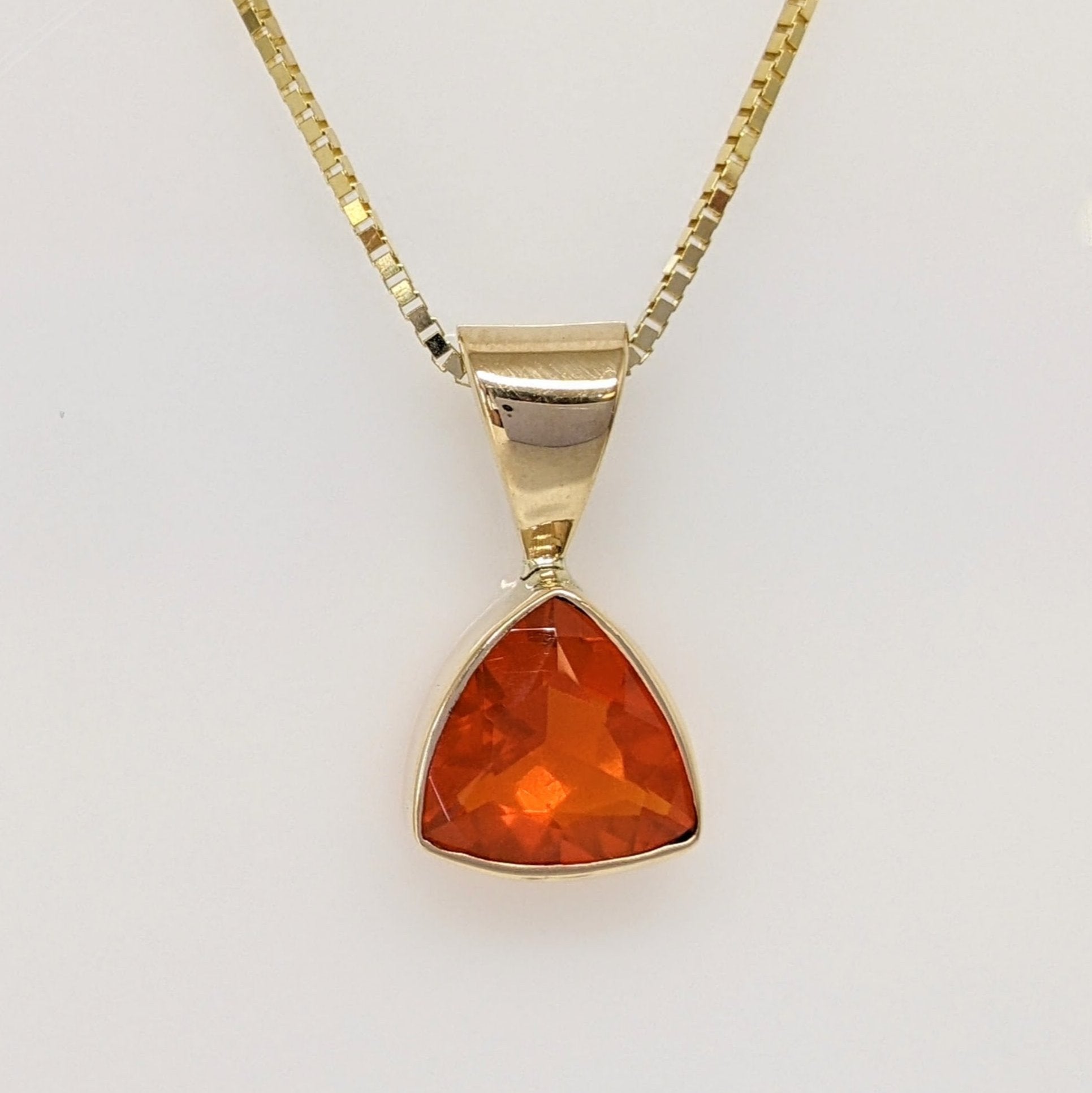 Mexican Fire Opal Necklace in newest 14K Yellow Gold | 8mm | October Birthstone