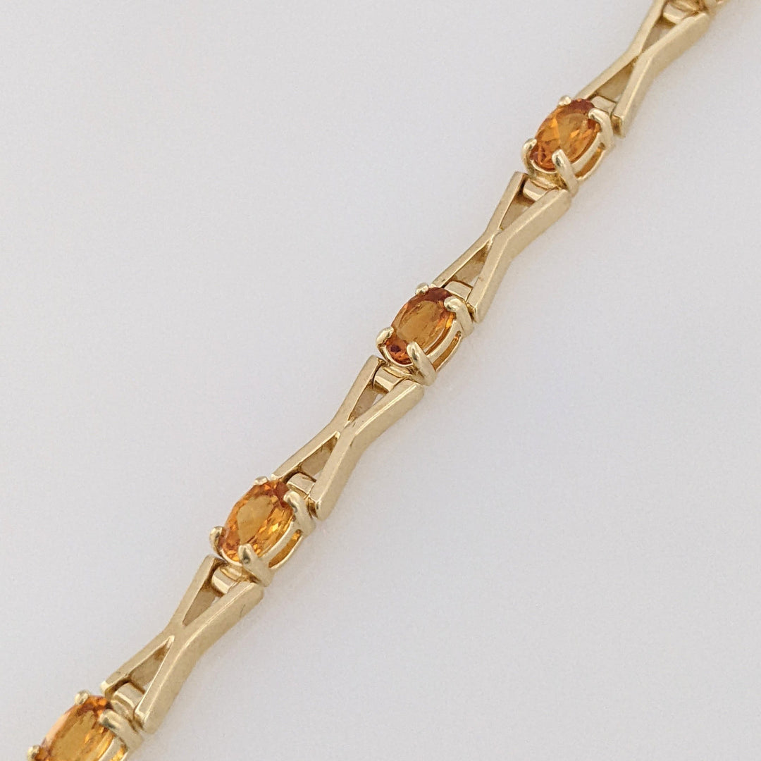 14K CITRINE OVAL (14) 3X5 "X" LINK ESTATE BRACELET 11.7 GRAMS