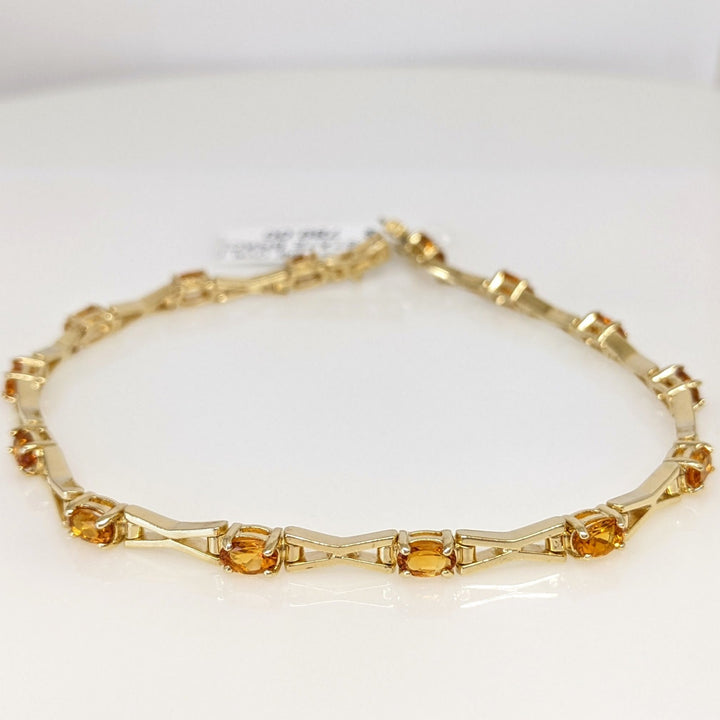 14K CITRINE OVAL (14) 3X5 "X" LINK ESTATE BRACELET 11.7 GRAMS