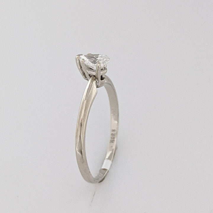 14K WHITE .55 CARAT TOTAL SI2 E DIAMOND PEAR SOLITAIRE ESTATE RING 1.7 GRAMS