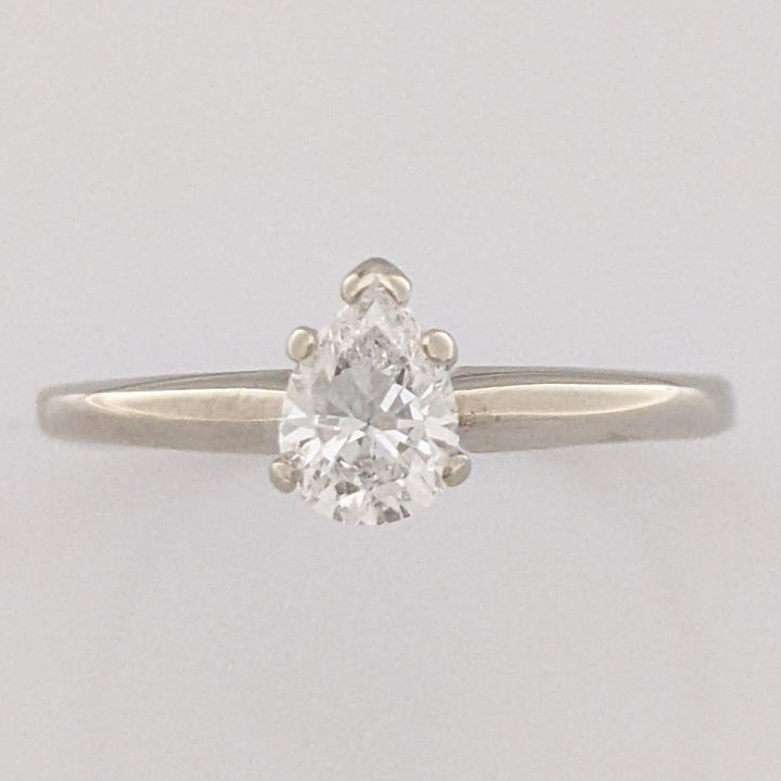 14KW .55 CARAT TOTAL SI2 E DIAMOND PEAR SOLITAIRE ESTATE RING 1.7 GRAMS