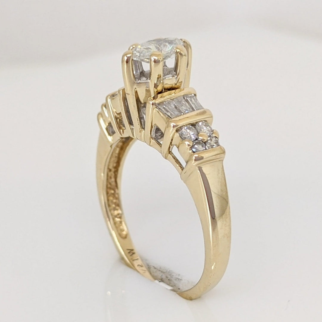 14K .53CTW I1 G DIAMOND MARQUISE (1) BAGUETTE (5) ROUND (8) ESTATE RING 3.5 GRAMS